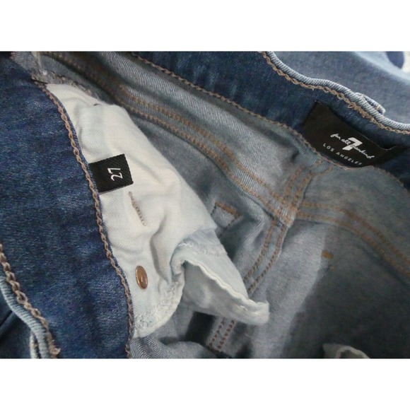 7 For All Mankind Womens 27 Jeans Flared Long Blue Denim - Picture 9 of 9